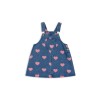 Jeanssalopettekleedje met hartjes - Magot overall dress con coeur pink - maat 110-116 (Wenslijst Odette J.)
